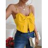 imageSHENHE Womens Bow Front Sleeveless Spaghetti Strap Shirred Cami Tank Crop TopsYellow