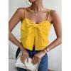 imageSHENHE Womens Bow Front Sleeveless Spaghetti Strap Shirred Cami Tank Crop TopsYellow