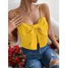 imageSHENHE Womens Bow Front Sleeveless Spaghetti Strap Shirred Cami Tank Crop TopsYellow