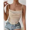 imageSHENHE Womens Crochet See Through Hollow Out Square Neck Sleeveless Backless Draped Crop Cami TopApricot