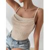 imageSHENHE Womens Crochet See Through Hollow Out Square Neck Sleeveless Backless Draped Crop Cami TopApricot
