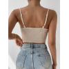 imageSHENHE Womens Crochet See Through Hollow Out Square Neck Sleeveless Backless Draped Crop Cami TopApricot