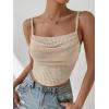 imageSHENHE Womens Crochet See Through Hollow Out Square Neck Sleeveless Backless Draped Crop Cami TopApricot