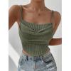 imageSHENHE Womens Crochet See Through Hollow Out Square Neck Sleeveless Backless Draped Crop Cami TopArmy Green