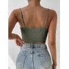 imageSHENHE Womens Crochet See Through Hollow Out Square Neck Sleeveless Backless Draped Crop Cami TopArmy Green