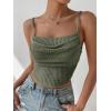 imageSHENHE Womens Crochet See Through Hollow Out Square Neck Sleeveless Backless Draped Crop Cami TopArmy Green