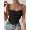 imageSHENHE Womens Crochet See Through Hollow Out Square Neck Sleeveless Backless Draped Crop Cami TopBlack
