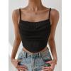 imageSHENHE Womens Crochet See Through Hollow Out Square Neck Sleeveless Backless Draped Crop Cami TopBlack