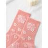 imageSHENHE Womens Embroidered Patterned Cute Crew Socks Breathable Soft Above Ankle SocksCoral Pink Heart