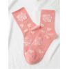 imageSHENHE Womens Embroidered Patterned Cute Crew Socks Breathable Soft Above Ankle SocksCoral Pink Heart
