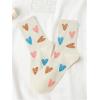 imageSHENHE Womens Embroidered Patterned Cute Crew Socks Breathable Soft Above Ankle SocksMulticolor Heart a