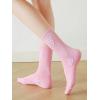 imageSHENHE Womens Embroidered Patterned Cute Crew Socks Breathable Soft Above Ankle SocksPink Heart