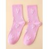 imageSHENHE Womens Embroidered Patterned Cute Crew Socks Breathable Soft Above Ankle SocksPink Heart