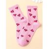 imageSHENHE Womens Embroidered Patterned Cute Crew Socks Breathable Soft Above Ankle SocksPink Heart D