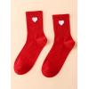 imageSHENHE Womens Embroidered Patterned Cute Crew Socks Breathable Soft Above Ankle SocksRed Heart