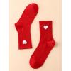 imageSHENHE Womens Embroidered Patterned Cute Crew Socks Breathable Soft Above Ankle SocksRed Heart