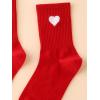 imageSHENHE Womens Embroidered Patterned Cute Crew Socks Breathable Soft Above Ankle SocksRed Heart