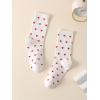 imageSHENHE Womens Embroidered Patterned Cute Crew Socks Breathable Soft Above Ankle SocksRed Heart White