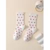 imageSHENHE Womens Embroidered Patterned Cute Crew Socks Breathable Soft Above Ankle SocksRed Heart White