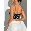 imageSHENHE Womens Eyelet Embroidery Spaghetti Strap Bandana Top Hanky Hem Crop Cami TopBlack Polka Dots