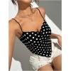 imageSHENHE Womens Eyelet Embroidery Spaghetti Strap Bandana Top Hanky Hem Crop Cami TopBlack Polka Dots