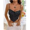 imageSHENHE Womens Eyelet Embroidery Spaghetti Strap Bandana Top Hanky Hem Crop Cami TopBlack Polka Dots