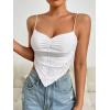 imageSHENHE Womens Eyelet Embroidery Spaghetti Strap Bandana Top Hanky Hem Crop Cami TopWhite