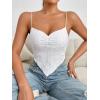 imageSHENHE Womens Eyelet Embroidery Spaghetti Strap Bandana Top Hanky Hem Crop Cami TopWhite