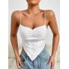imageSHENHE Womens Eyelet Embroidery Spaghetti Strap Bandana Top Hanky Hem Crop Cami TopWhite