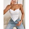 imageSHENHE Womens Eyelet Embroidery Spaghetti Strap Bandana Top Hanky Hem Crop Cami TopWhite