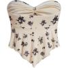 imageSHENHE Womens Floral Strapless Tie Front Lettuce Trim Asymmetrical Flare Boho Tube TopApricot