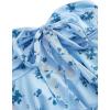 imageSHENHE Womens Floral Strapless Tie Front Lettuce Trim Asymmetrical Flare Boho Tube TopLight Blue