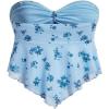imageSHENHE Womens Floral Strapless Tie Front Lettuce Trim Asymmetrical Flare Boho Tube TopLight Blue
