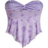 imageSHENHE Womens Floral Strapless Tie Front Lettuce Trim Asymmetrical Flare Boho Tube TopMauve Purple