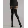 imageSHENHE Womens Mesh Patterned Tights Opaque Thigh High Stockings Pantyhose Leggings Black One Size