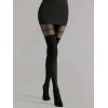 imageSHENHE Womens Mesh Patterned Tights Opaque Thigh High Stockings Pantyhose Leggings Black One Size