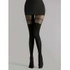 imageSHENHE Womens Mesh Patterned Tights Opaque Thigh High Stockings Pantyhose Leggings Black One Size