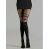 imageSHENHE Womens Mesh Patterned Tights Opaque Thigh High Stockings Pantyhose Leggings Geo Pattern Black One Size