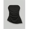imageSHENHE Womens Strapless Asymmetrical Textured Tube Top Ruched Split Hem Bandeau TopBlack