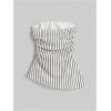 imageSHENHE Womens Strapless Asymmetrical Textured Tube Top Ruched Split Hem Bandeau TopStriped Black White