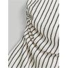 imageSHENHE Womens Strapless Asymmetrical Textured Tube Top Ruched Split Hem Bandeau TopStriped Black White