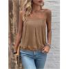 imageSHENHE Womens Strapless Casual Loose Fit Tube Sleeveless Summer Plain Basic TopMocha Brown