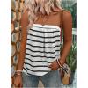 imageSHENHE Womens Strapless Casual Loose Fit Tube Sleeveless Summer Plain Basic TopStriped Black White