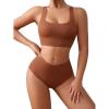 imageSHENHE Womens 2 Piece Seamless No Show Lingerie Set Racerback Bra and High Waisted UnderwearBrown