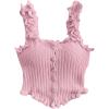 imageSHENHE Womens Asymmetrical Frilled Wide Strap Tank Top Button Down Crop Knit TopPink