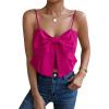 imageSHENHE Womens Bow Front Sleeveless Spaghetti Strap Shirred Cami Tank Crop TopsRed Violet