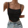 imageSHENHE Womens Crochet See Through Hollow Out Square Neck Sleeveless Backless Draped Crop Cami TopBlack