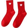 imageSHENHE Womens Embroidered Patterned Cute Crew Socks Breathable Soft Above Ankle SocksRed Heart