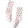 imageSHENHE Womens Embroidered Patterned Cute Crew Socks Breathable Soft Above Ankle SocksRed Heart White