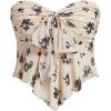 imageSHENHE Womens Floral Strapless Tie Front Lettuce Trim Asymmetrical Flare Boho Tube TopApricot